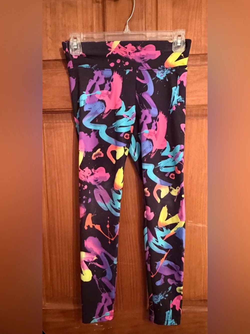 Justice Girls Paint Splatter Leggings Size 10 Multicolor Activewear~Gym /Dance